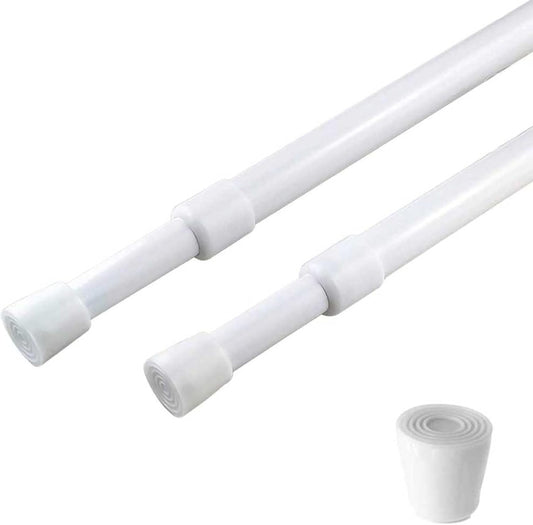 2 Pack Curtain Rod Adjustable 28-43 Inches，5/8" Diameter， White，Small Short Expandable Spring Loaded Tension Rods For Window, Bathroom, Cupboard,Kitchen