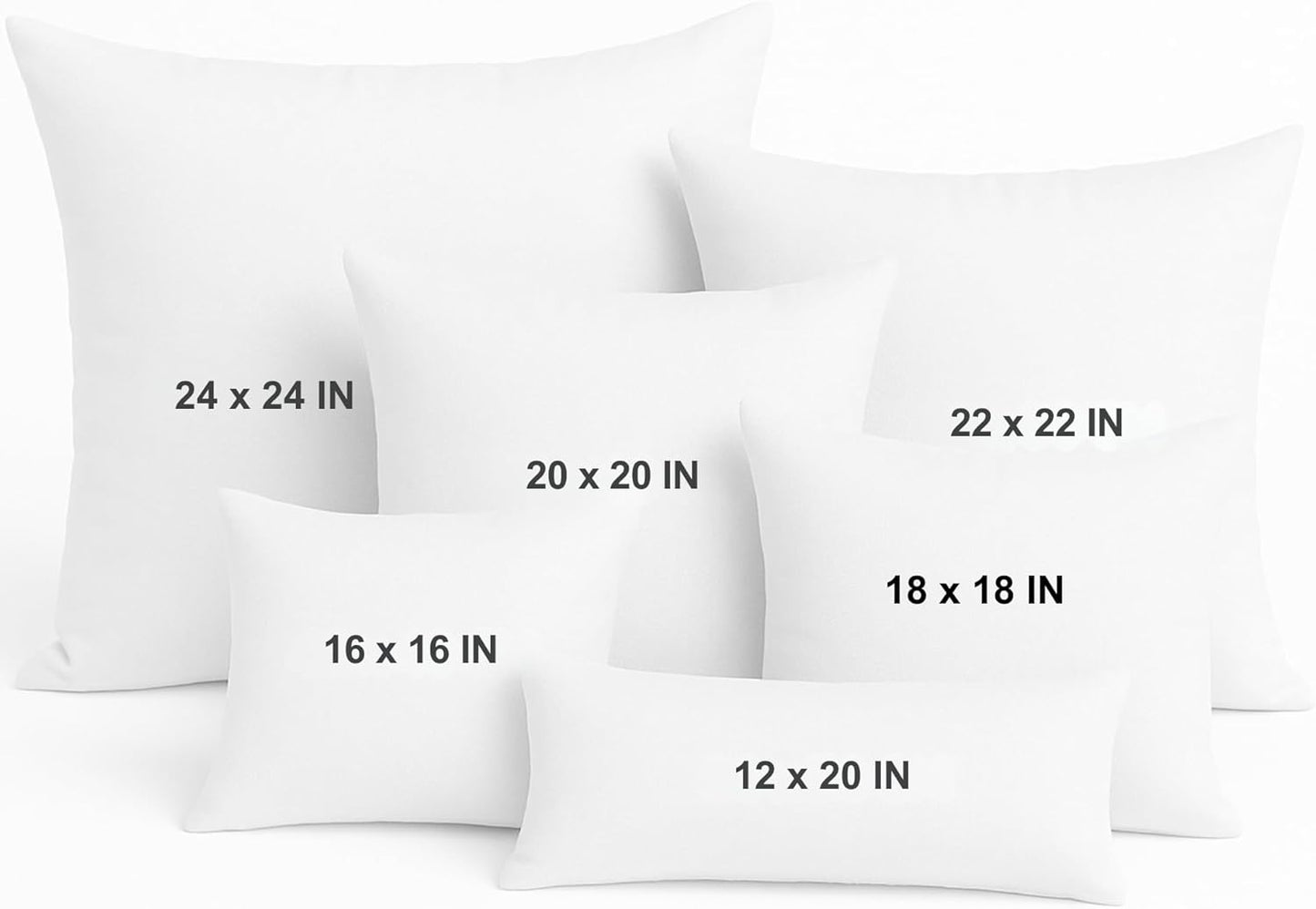 LANE LINEN 4 Pack 18x18 White Throw Pillow Inserts for Decorative Pillow Covers, Couch Pillows for Living Room, Fluffy Pillows for Bed