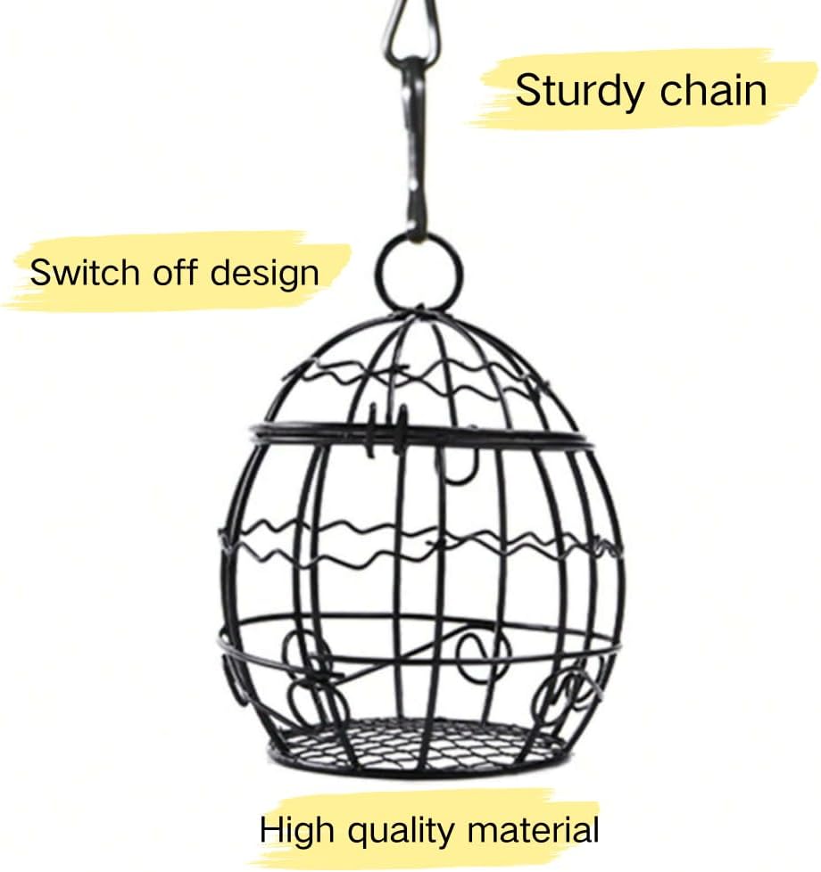Bird Feeder, Suet Ball Feeders for Outside Hanging, Metal Hanging Bird Feeder with Hooks, Fat Ball Bird Feeder Suet Feeder for Wild Birds Outdoor Garden (Black,4 pcs)