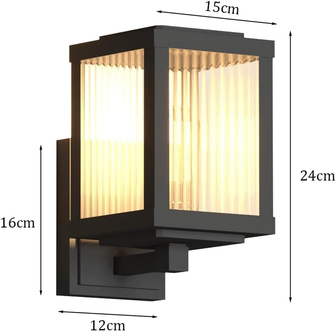 Solar Outdoor Wall Light, Solar Wall Sconce, Solar Wall Lamp Glass Shade Exterior Wall Lantern IP65 Waterproof Black Aluminum Wall Mounted Lighting for Patio Garden Terrace Yard Cottage(Small)