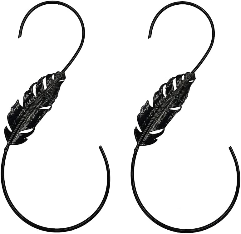 Metal Bird Feeders Hanger 11.8-Inch,Pack of 2 Large Bird Feeders Hanger with Feather Design for Wind Chimes, Lanterns,Bird Feeder (Feather)