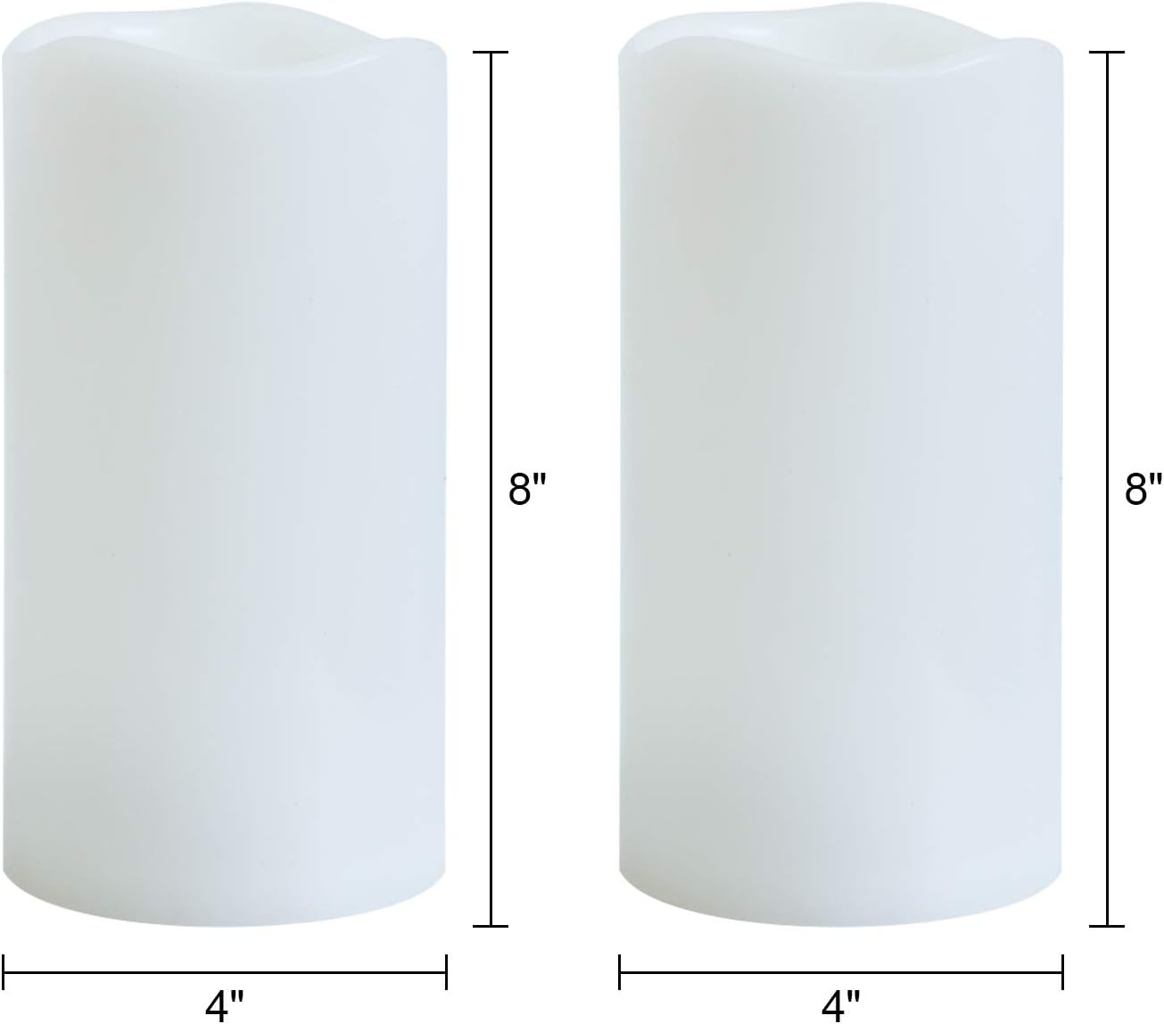 GenSwin 8” x 4” Waterproof Outdoor Flameless Candles Battery Operated with Remote Timer, Large Flickering LED Pillar Candles for Indoor Outdoor Lanterns, Won’t melt, Long-Lasting(White, Set of 2)