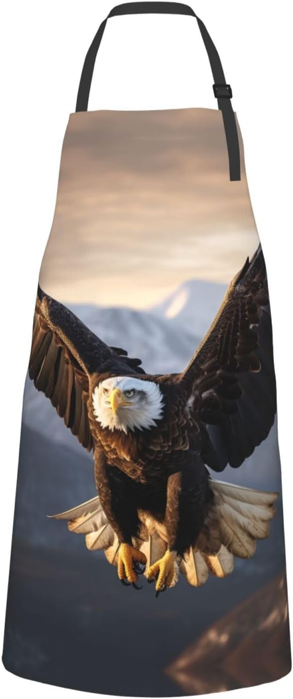 eagle print Waterproof apron with pocket adjustable cooking apron for 