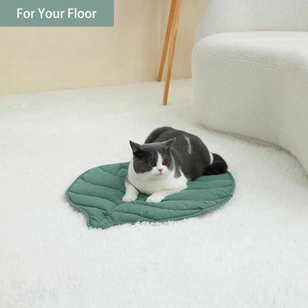 30 X 20 Inch Leaf Shaped Cotton Cat Bed Pad, Warming Cat Mat, Pet Warm