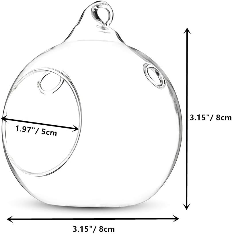 24 Pcs 3.15"/ 8cm Hanging Glass Tealight Holder Globe, Package Improved Plant Terrariums Glass Orbs Air Plants Tea Light Candle Holders, Home Decor Indoor Outdoor Garden (With 2 Holes, 20 Pcs + 4 Pcs)