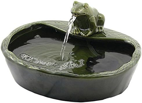 ASC Solar Powered Ceramic Green Frog Water Fountain Kit Garden Patio B