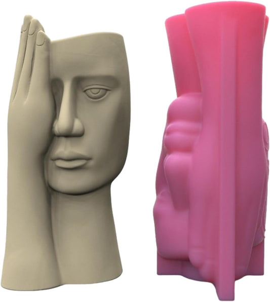 Planter Vase Moulds Screened Human Face Shape Cements Silicone for Han