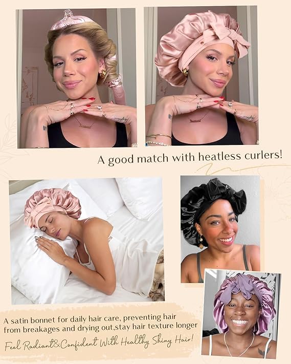 YANIBEST Adjustable Satin Bonnet for Sleeping Women Double Layer Hair 