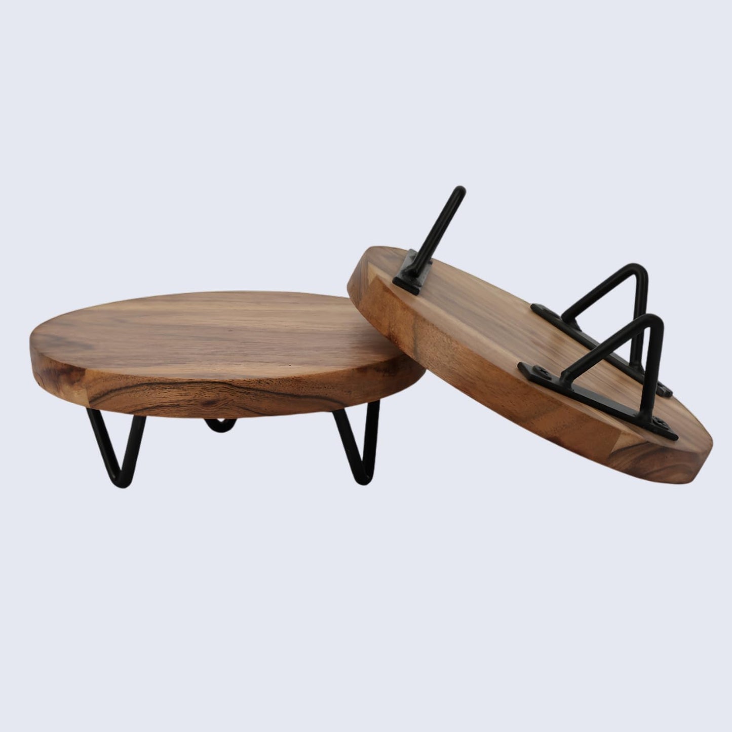 Handicrafts Home 6 Inch Plant Stand Indoor – Pack of 2 Acacia Wood Plant Stool, Round Wood Stool, Outdoor & Indoor Plant Stand for Living Room Decor, Home Decor & Shelves- Small Trivet for Dining Table & Hot Pot- Small Indoor Plant Stand, Office Plant Sta