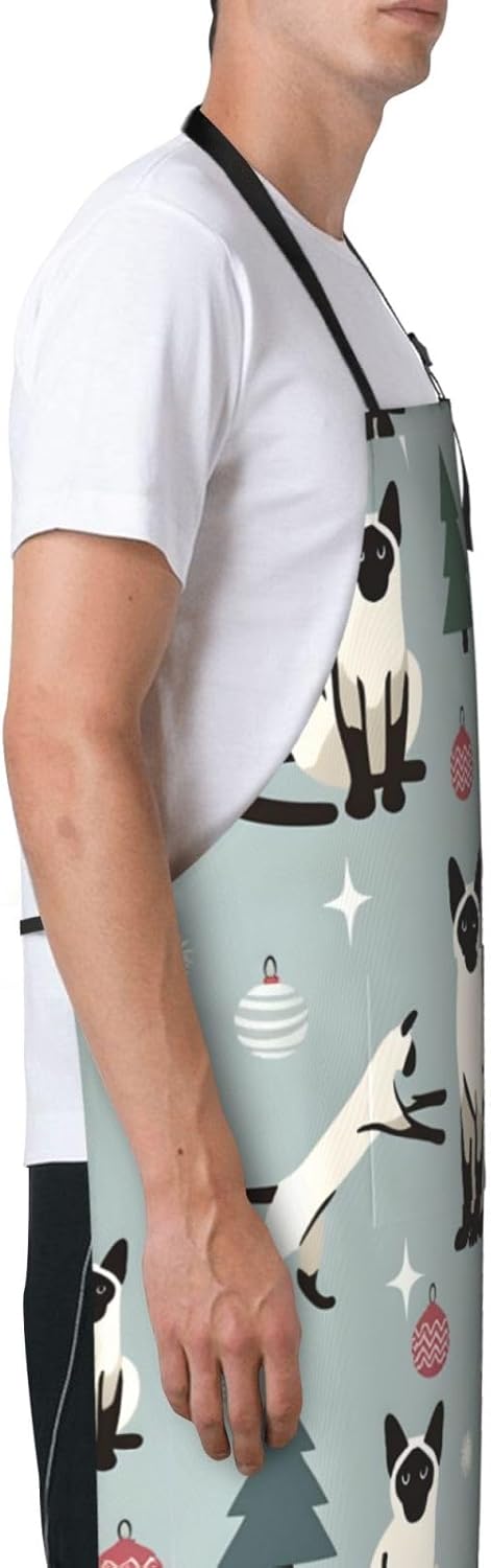 YANYU Fun cat and tree Print 28x33 In Kitchen Apron Stylish Chef Apron with Pockets for Cooking Baking Painting