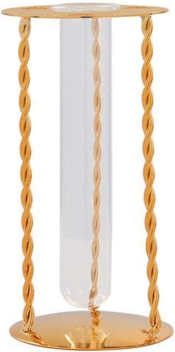 Nordic Style Exquisite Workmanship Test Tube Bottle Hydroponic Plant Vase with Metal Base for Desktop Bedroom Decoration