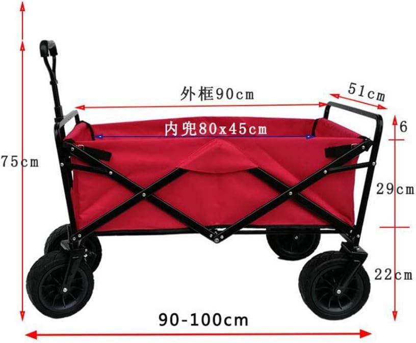 Folding Garden Cart Utility Pull Wagon Collapsible Trolley with Large 
