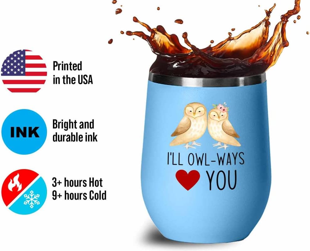 Bird Lover Red Edition Wine Tumbler 12oz - I'll owl-ways love you - Hu