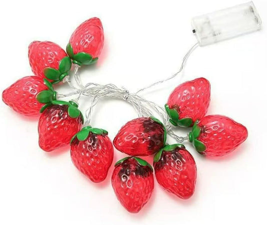 150cm 10LEDs Fruit Strawberry String Lights Battery Powered Indoor Outdoor Lighting Lamp Christmas Fairy String Lights Garden Wedding Home Decoration