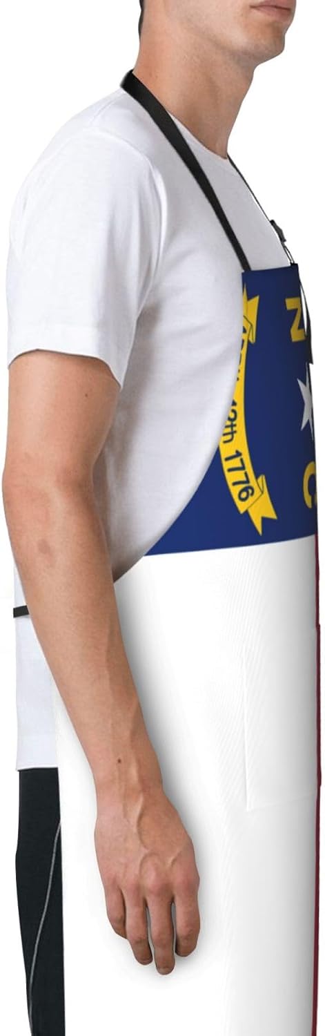 North Carolina state flag print Waterproof apron with pocket adjustable cooking apron for adult kitchen bibs to bake