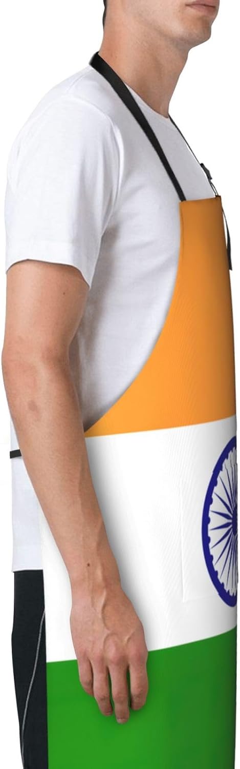 Indian flag print Waterproof apron with pocket adjustable cooking apro