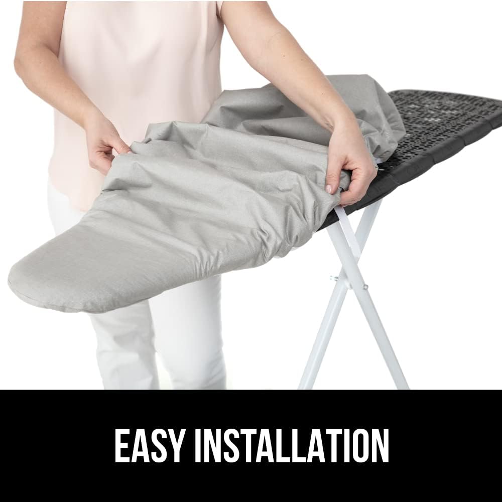 GORILLA GRIP The Original Ironing Board Cover and Pad, Silicone Coating, Thick Scorch Resistant Padding, Heavy Duty Iron Covers Standard Boards, Hook and Loop Fastener Strap, Silver, 15x54