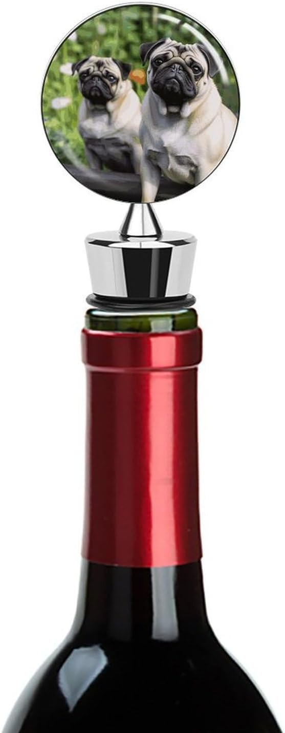 Pugs in The Garden Wine Stoppers Detachable Leak Proof Vacuum Bottle S