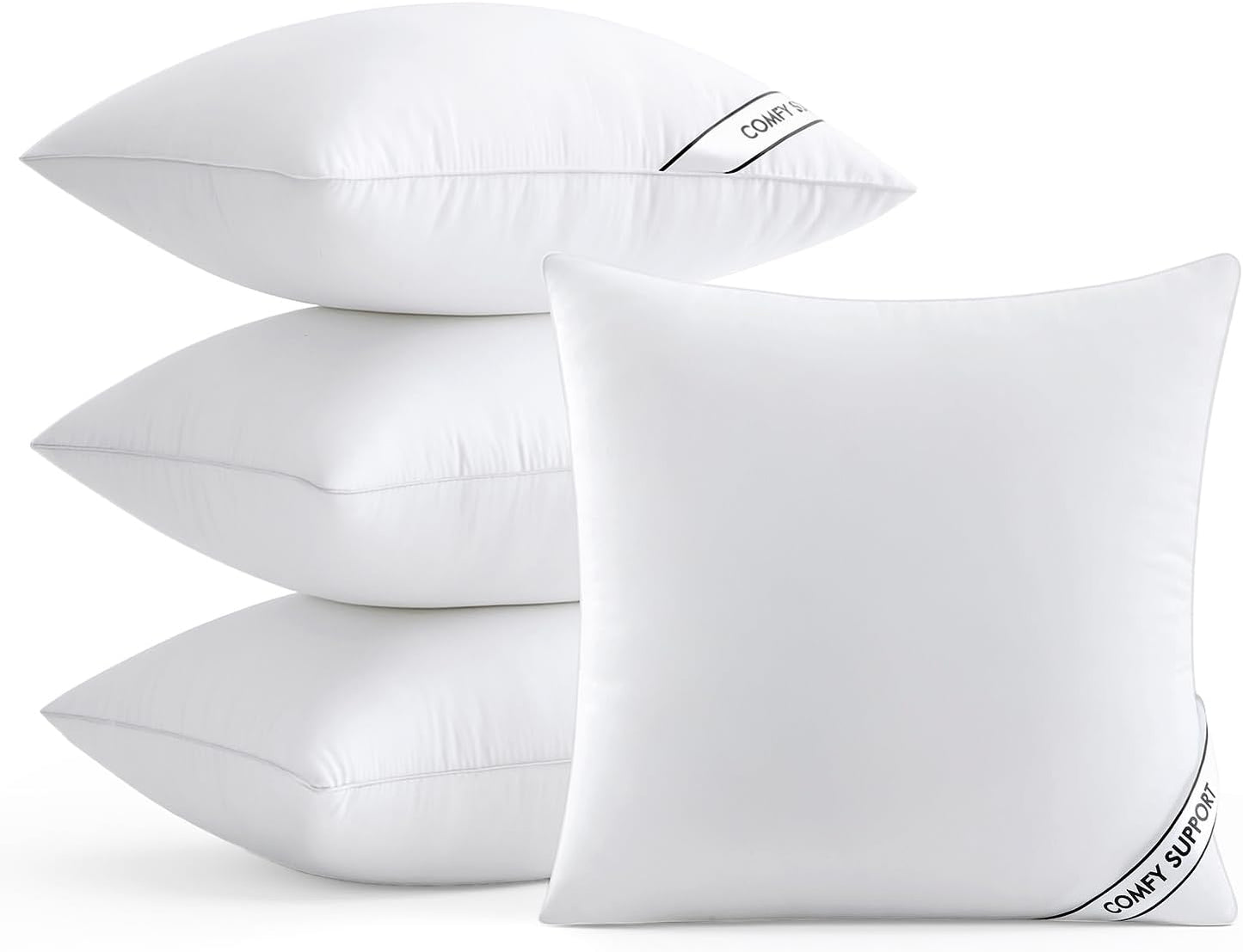 MIULEE 18x18 Inch Pillows Inserts, Pack of 4 Down Alternative Virgin Filling Comfy Support Throw Pillows for Sofa Couch Bed