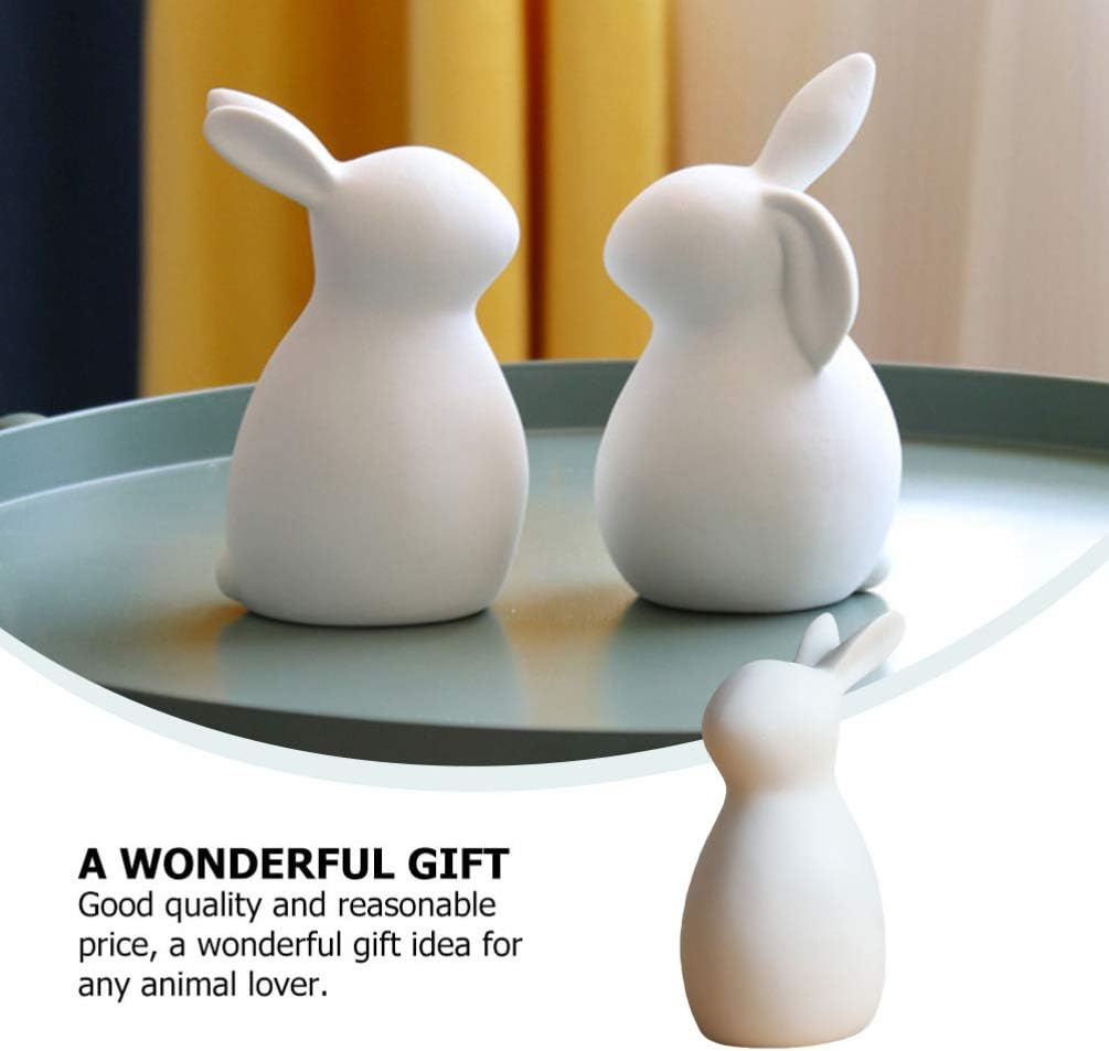 Homoyoyo Ceramic White Rabbit - Hand-Painted Ceramic Bunny Figurine El