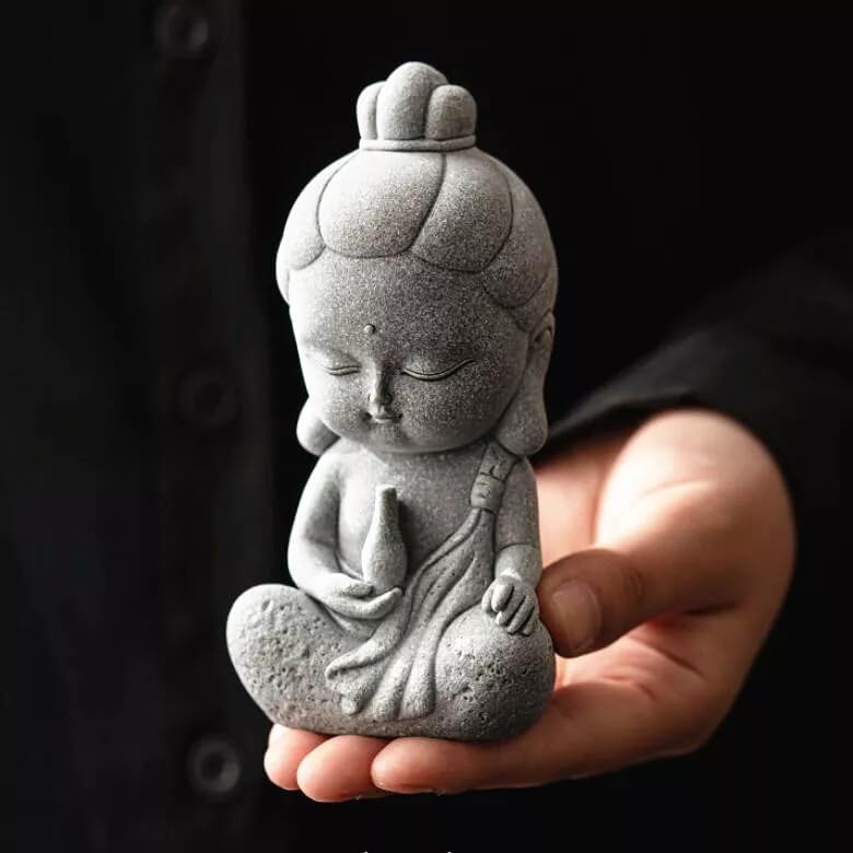4.7" Sculpture Gifts GuanYin Ornament Simple Home Outdoor Statue Grave