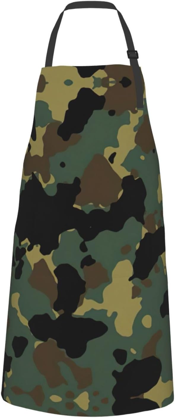 Camouflage Pattern Print Laundry apron 28x33 In Waterproof Kitchen Apron with Pockets for Cooking Baking
