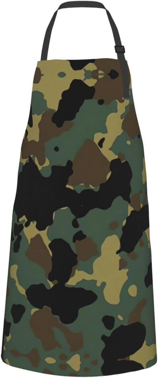 Camouflage Pattern Print Laundry apron 28x33 In Waterproof Kitchen Apron with Pockets for Cooking Baking