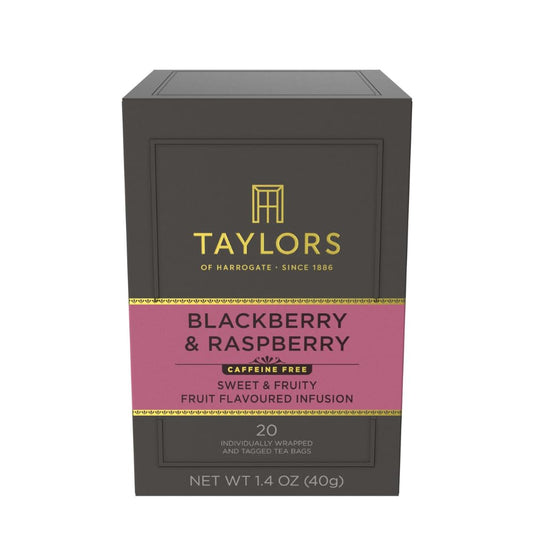 Taylors of Harrogate Blackberry & Raspberry, Herbal Tea, Individually Wrapped Bags, 20 Count (Pack of 1), Sweet, Tart & Tangy, Caffeine-Free, Enjoy Hot or Iced, 20 Teabags