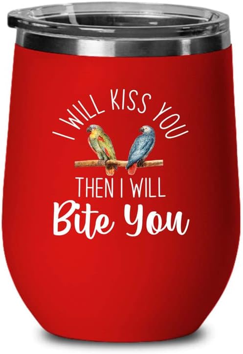 Bird Lover Red Edition Wine Tumbler 12oz - Kiss then bite you - Hummin