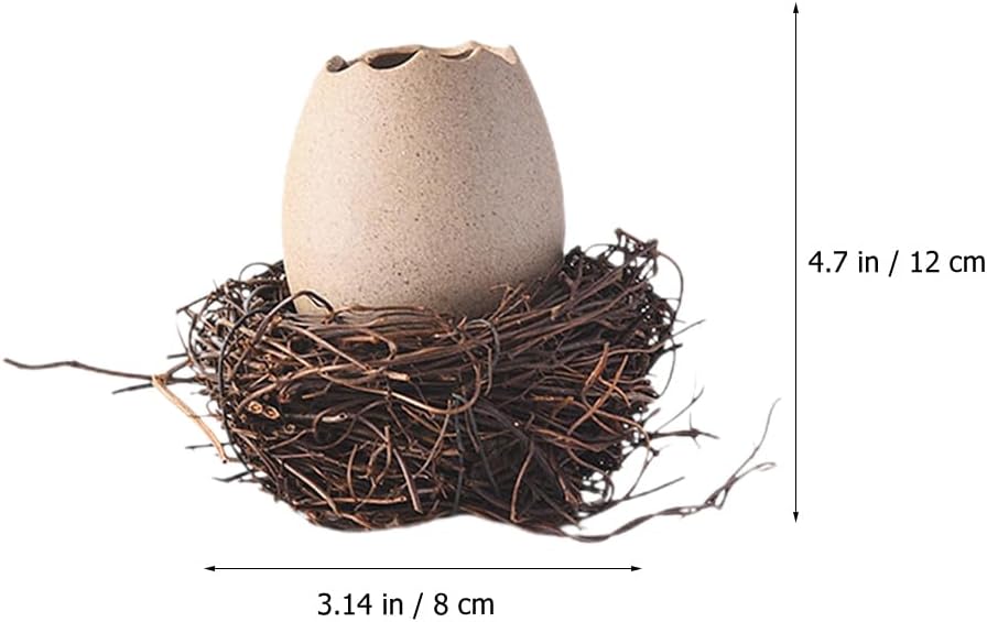 Garneck 1 Set Ceramic Eggshell Planter with Unique Bird Nest Design Portable Water Culture Vase Utensils Eggshell Container for Home Decoration