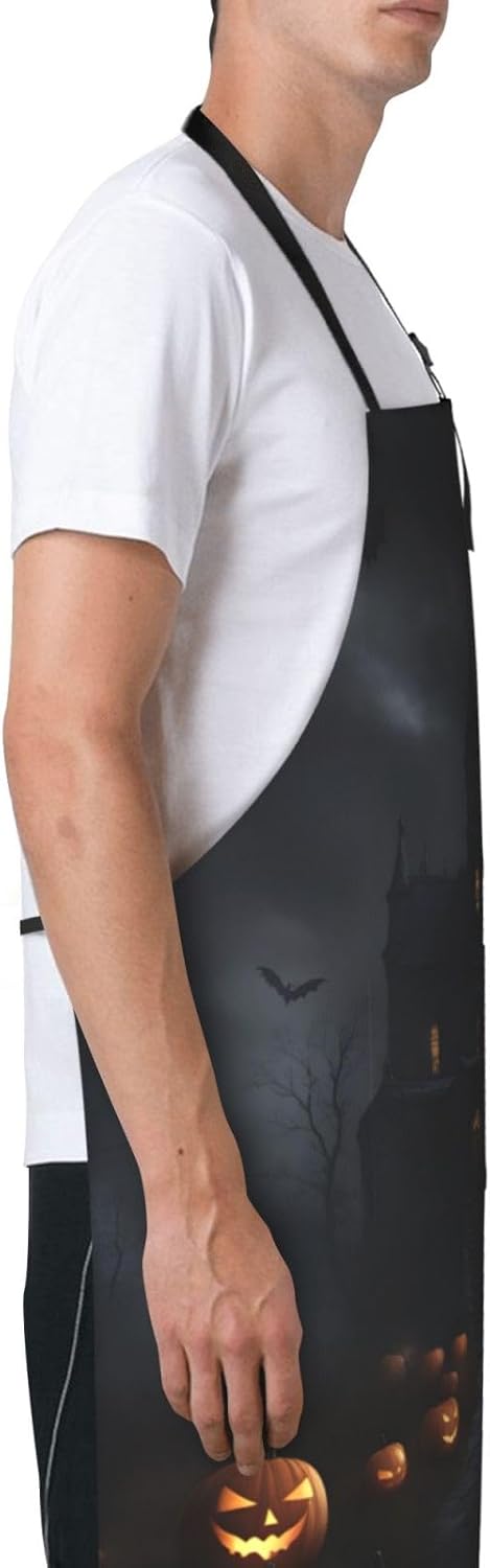 Halloween Goth print Waterproof chef's apron with pocket apron for kitchen cooking baking barbecue and gardening