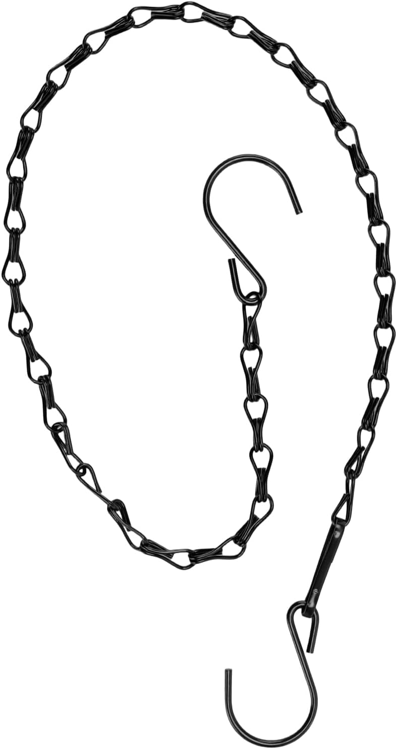 SOUJAP 30 PCS Hanging Chains with Hooks and Clips, 19.6 inch Metal Black Plant Chains for Hanging Baskets, Wind Chime, Bird Feeder