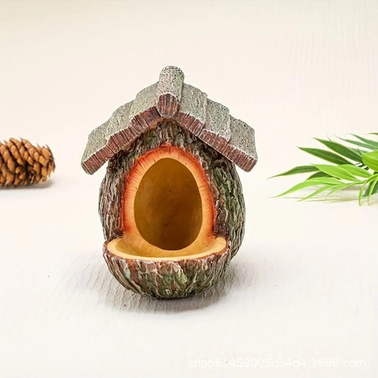 Vintage Treehouse Bird Feeder - Waterproof Resin, Tree-Mounted with Seed Tray, Outdoor Garden Decor Sculpture