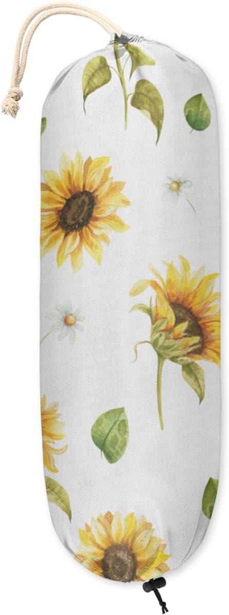 1 Pcs Sunflower Garden Charm Plastic Bag Holder, Waterproof Reusable W