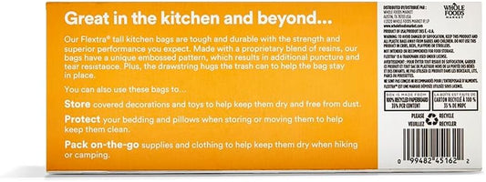 365 by Whole Foods Market, Flextra Strength Drawstring Tall Kitchen Trash Bags, 13 Gallon, 20 Count