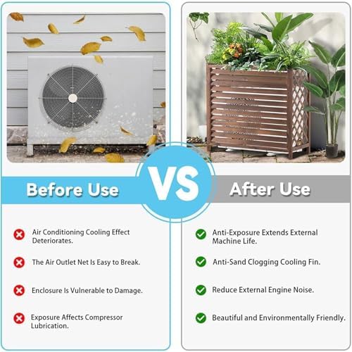 Solid Wood Outdoor Air Conditioner Cover - Sunproof & Waterproof Protection, Versatile Plant Display Stand & Outdoor Storage Shelf, 100x43x94cm for Garden Use