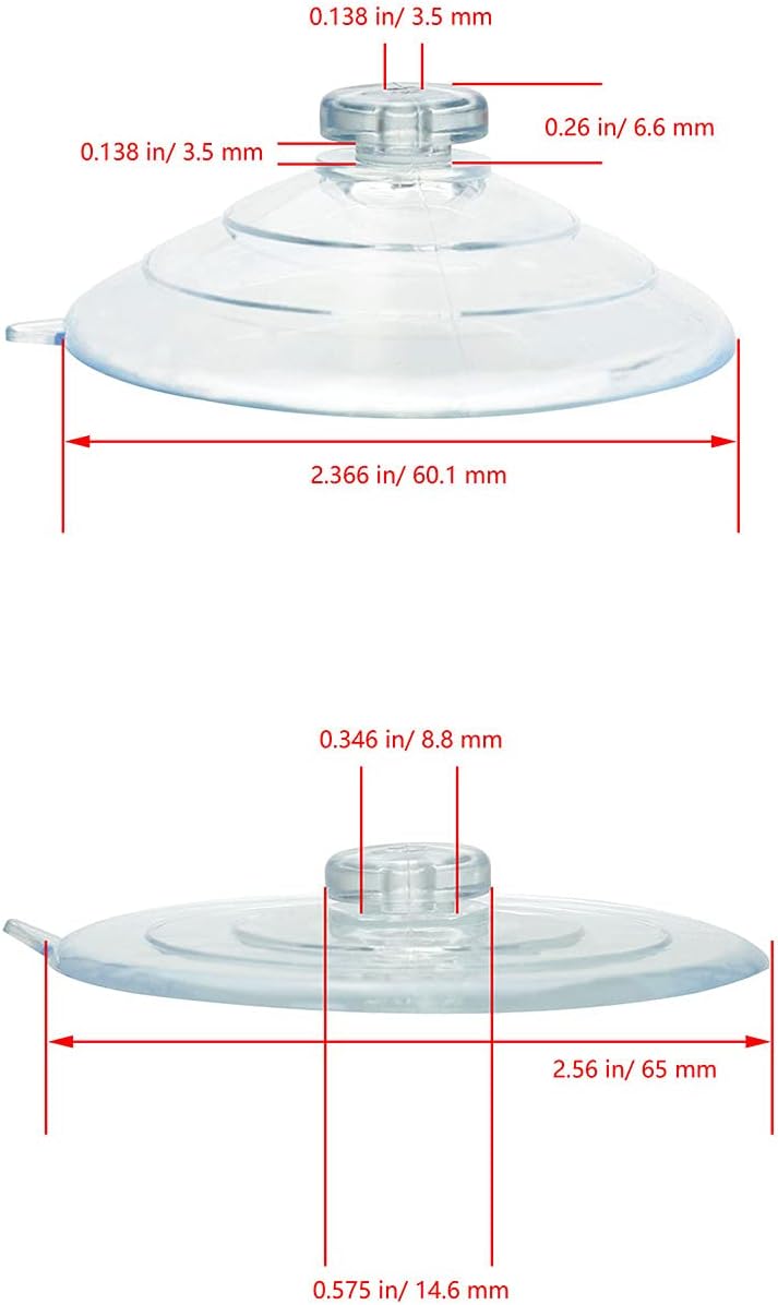 10pcs 60mm Large Suction Cups Use for Veg Ledge Shelf, Wreath, Sign, Christmas Ornament, Suncatchers, Decorations, Bird Feeder, Hanger, Windshield (Load-Bearing: 7 Pounds), Transparent