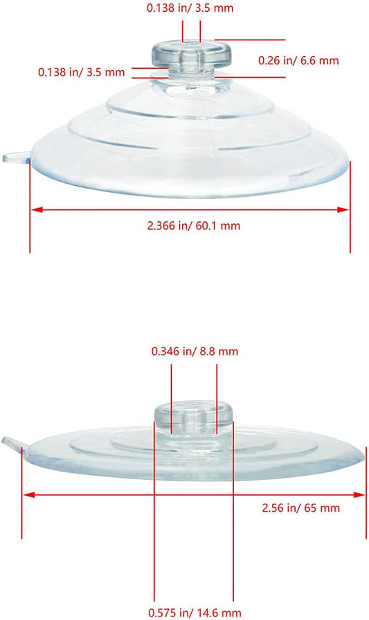 10pcs 60mm Large Suction Cups Use for Veg Ledge Shelf, Wreath, Sign, Christmas Ornament, Suncatchers, Decorations, Bird Feeder, Hanger, Windshield (Load-Bearing: 7 Pounds), Transparent