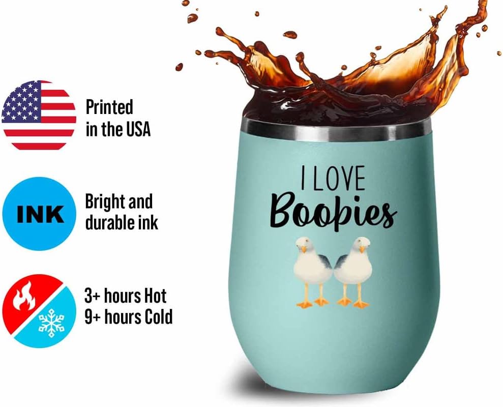 Bird Lover Teal Edition Wine Tumbler 12oz - Love boobies - Hummingbird Nest Cage Parrot Dad Gardening Outdoor Birdwatcher Feeder