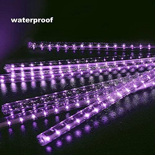 Waterproof Solar Garden Lights, Solar Meteor String Lights with 288 LEDs Falling Raindrop Effect, 50cm 8 Tubes Blue Outdoor Lights for Garden, Holiday, Party, Wedding & Christmas (Purple)