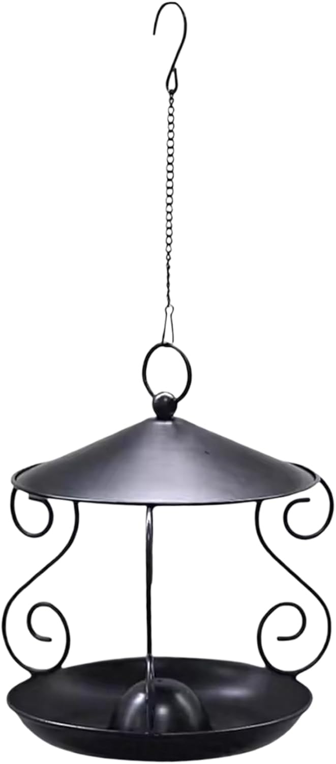 Bird Feeder for Outdoor, Rainproof Weatherproof Metal Hanging Bird Feeder with Roof, Large Capacity, Easy to Clean for Garden Yard Patio
