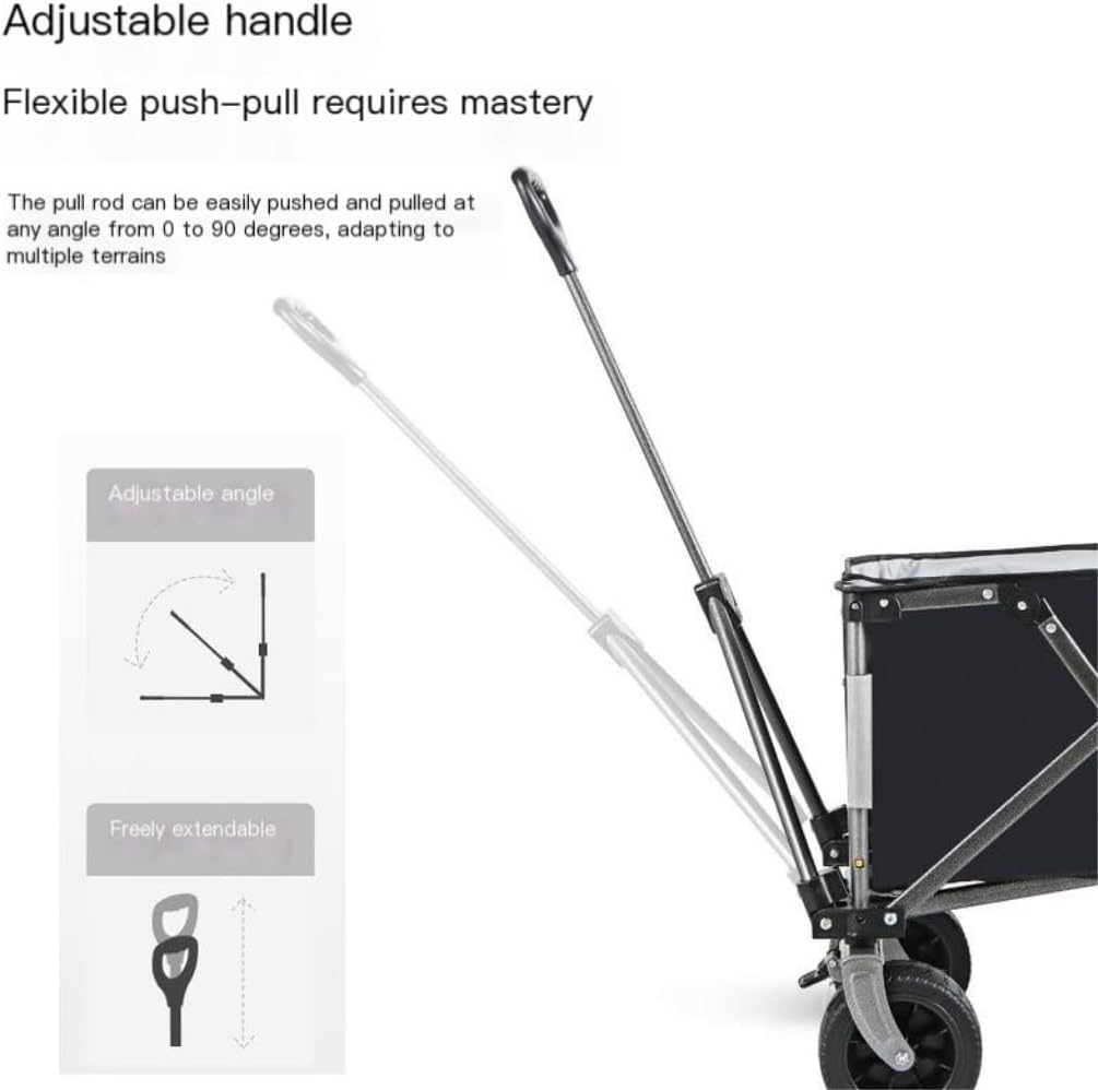 Portable Camping Cart,Outdoor Beach Camping Folding Trolley Cart for Barbecue and Fishing Black