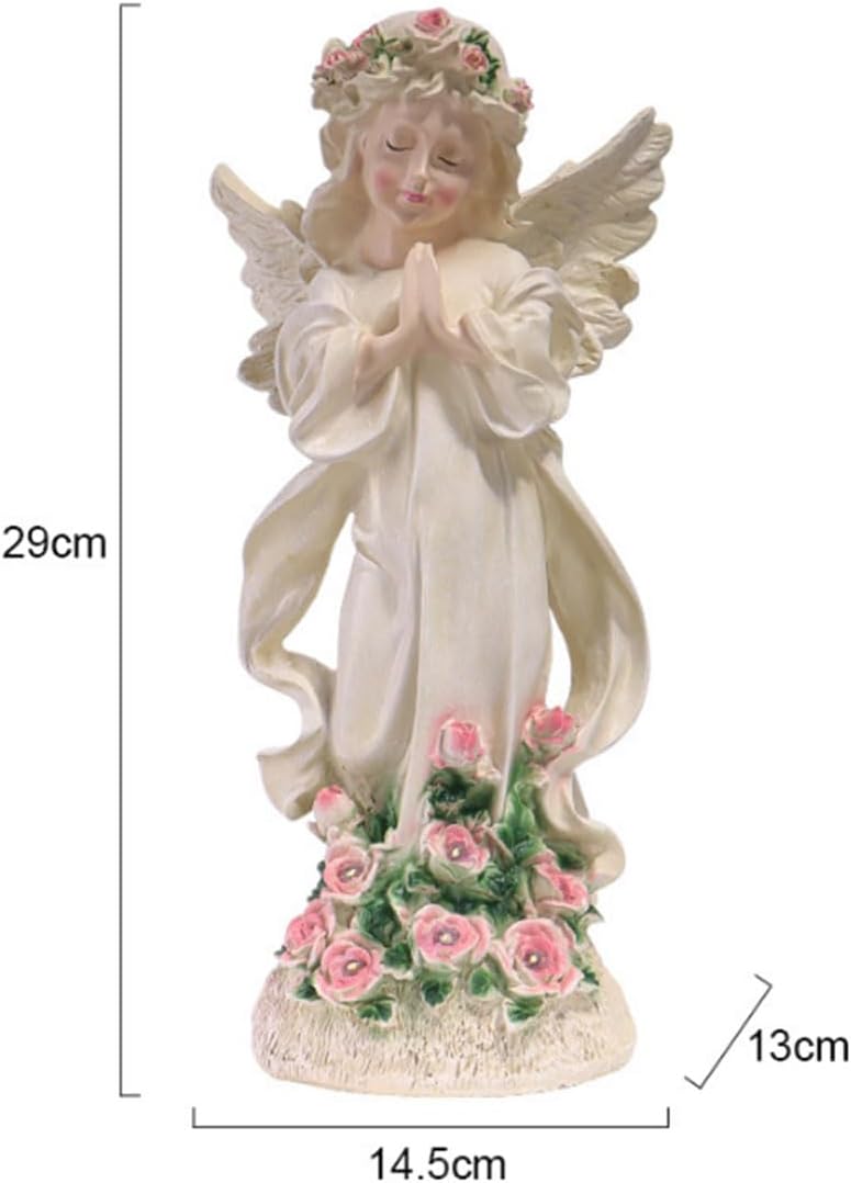 Lovely Flower Fairy Solar Night Light American Country Style Handmade Statue Art Ornament for Summer,Garden and Villa Decoration