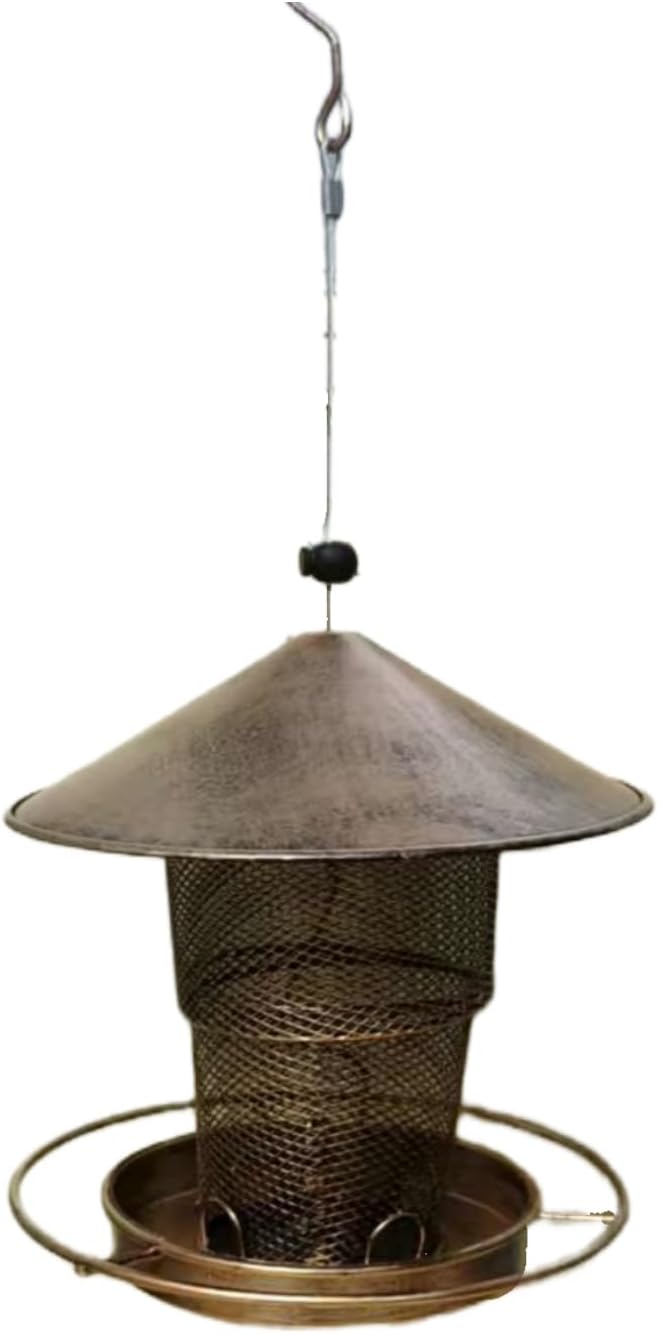 A Detailed and Magnificent Outdoor Hanging Bird Feeder with a Detachable roof (Golden Stretchable Style)