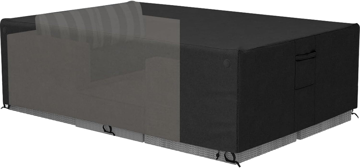 Tuyeho Patio Furniture Set Cover 126 x 64 x 28 inch, Durable Heavy Duty Oxford Fabric Outdoor Sectional Set Cover, Waterproof & Weather Resistant, for Your Outdoor Sectional Sofa Set (Black)