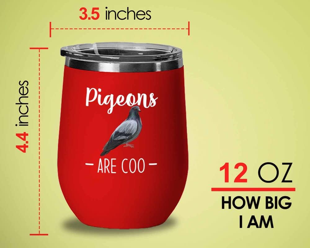 Bird Lover Red Edition Wine Tumbler 12oz - Pgeons are coo - Hummingbird Nest Cage Parrot Dad Gardening Outdoor Birdwatcher Feeder