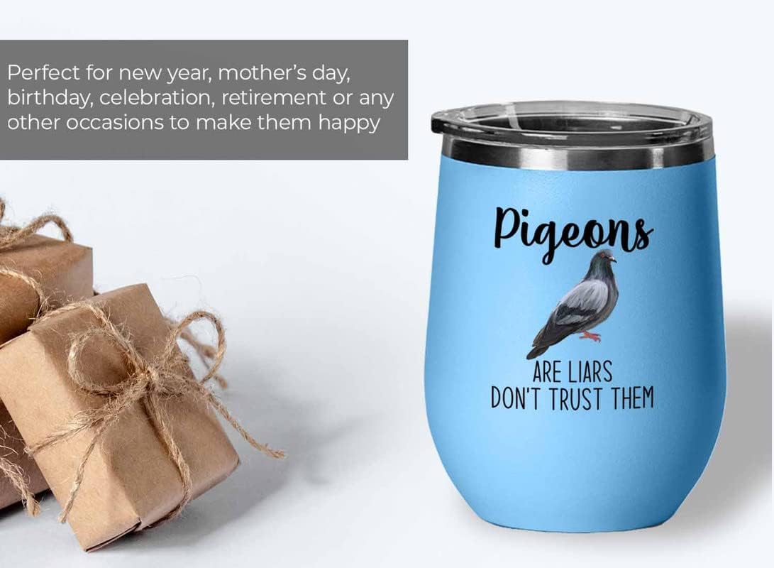 Bird Lover Blue Edition Wine Tumbler 12oz - Don't Trust pgeon - Hummin