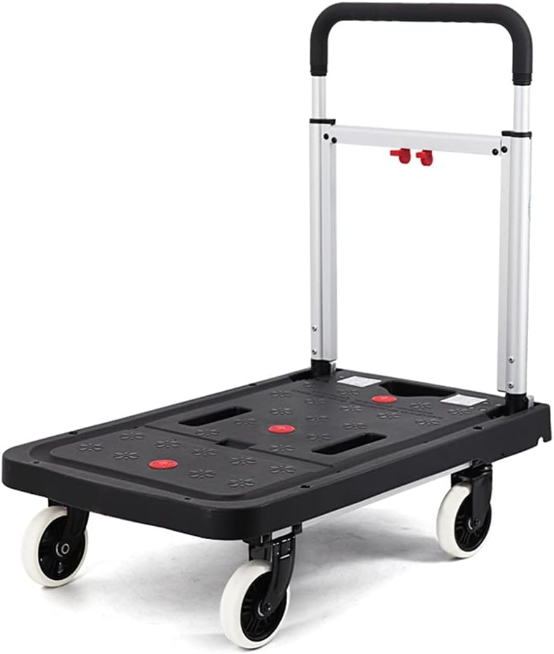 JSEIAJB Folding Flatbed Cart, Four-Wheeled Pull Cargo, Portable Trolley Truck with 330 Lbs Weight Capacity(D)
