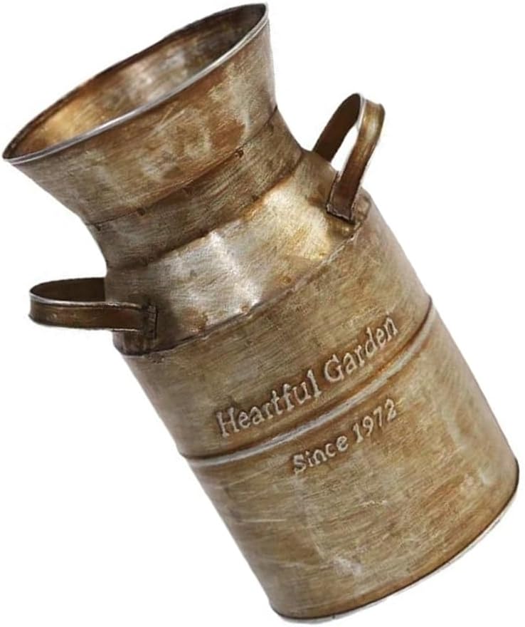 Metal Milk Can Antique Tin Bucket Flower Vase Garden Backyard Table De
