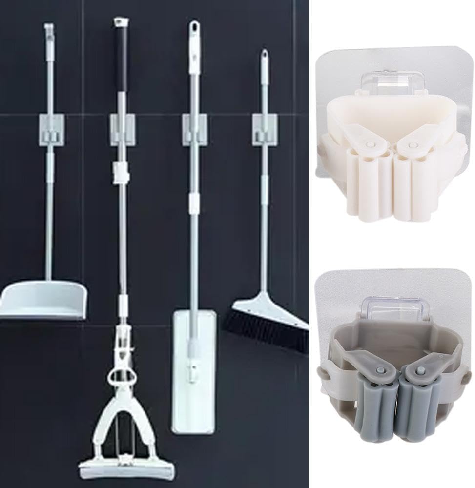 Kopida 6Pcs Mop and Broom Holder Wall Mount Broom Organizer Mop Storage Rack Laundry Room Home Garden Garage Storage and Organization Rack
